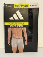 adidas Performance 4 Pack Boxer Briefs Black Quick-Dry Stretch Size S