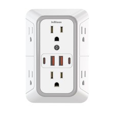 6 Outlet Extender Surge Protector Multi Plug Wall Adapter USB Charger Ports with