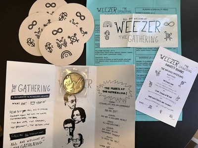 Weezer  The Gathering THE TRIAL OF KNOWLEDGE Barneys Lot + Weezer Coin 