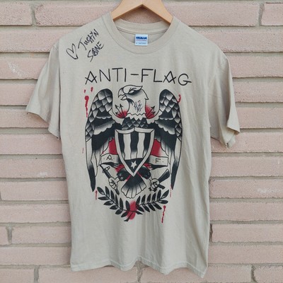 Men's Anti-Flag Brown Band T-shirt Size anti flag justin sane signed T-shirt