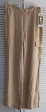 Rewash Khaki Rayon Pockets Pull On Cargo Wide Leg Utility Pants L