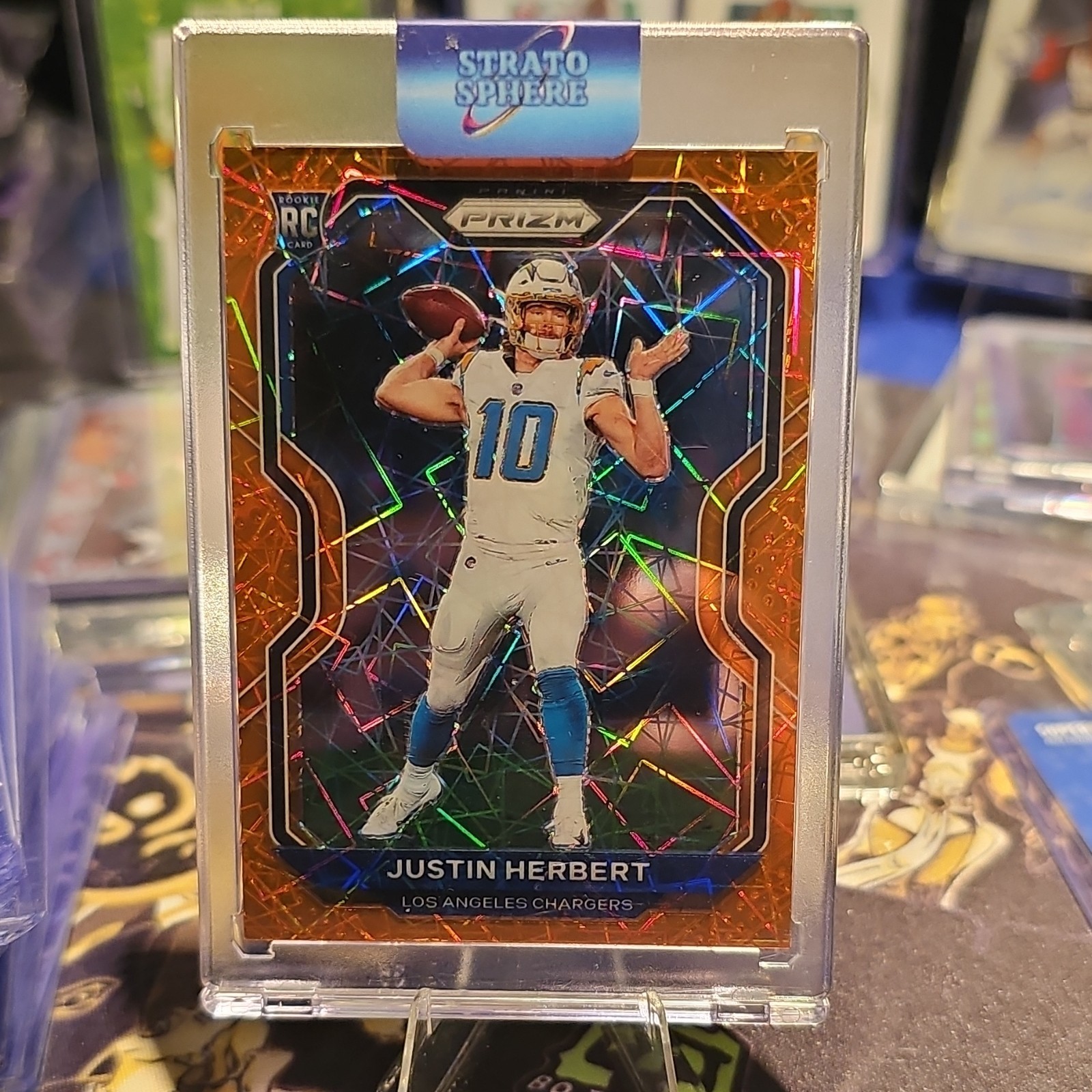 2020 Panini Prizm Justin Herbert #325 Rookie Orange Cracked Ice Chargers