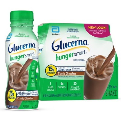 6 Bottles Glucerna Hunger Smart Classic Chocolate, 10oz Bottles