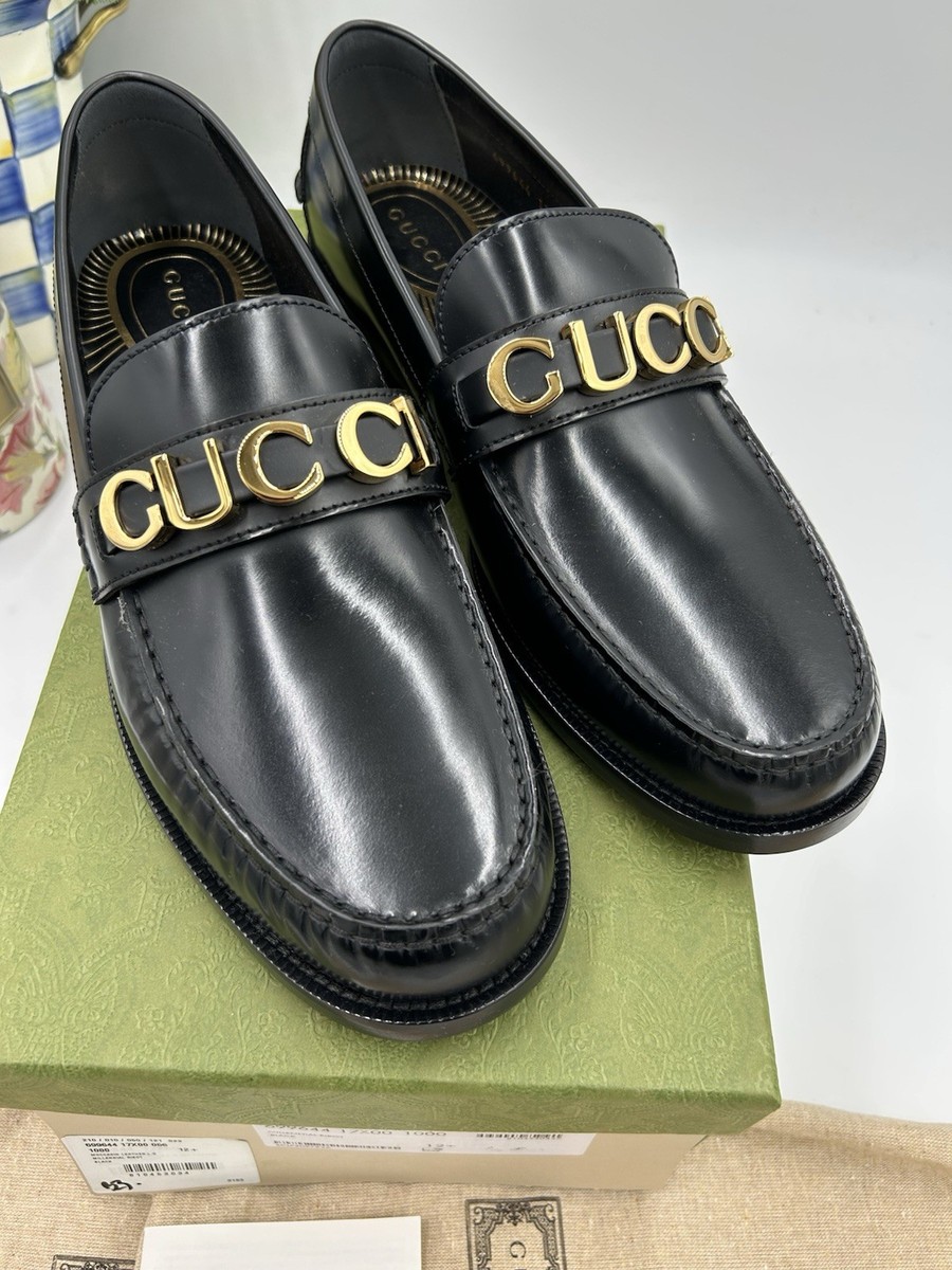 Gucci gold logo embellished leather loafers size 12.5 made in
Italy Gucci - Marmont logo-embellished leather loafers | Plush main image 3