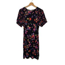 Desigual Snake Floral Dress Size XL Black Multicolor Short Sleeve vibrant summer