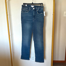 GOOD AMERICAN Good Legs High Rise Straight Blue Medium Wash Denim Jeans 4