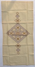 Vintage Handmade Embroidered Table Runner Ope...