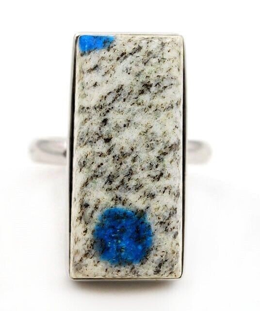 Natural K2 Blue in Azurite 925 Solid Sterling Silver Ring Sz 8.5 @4-2