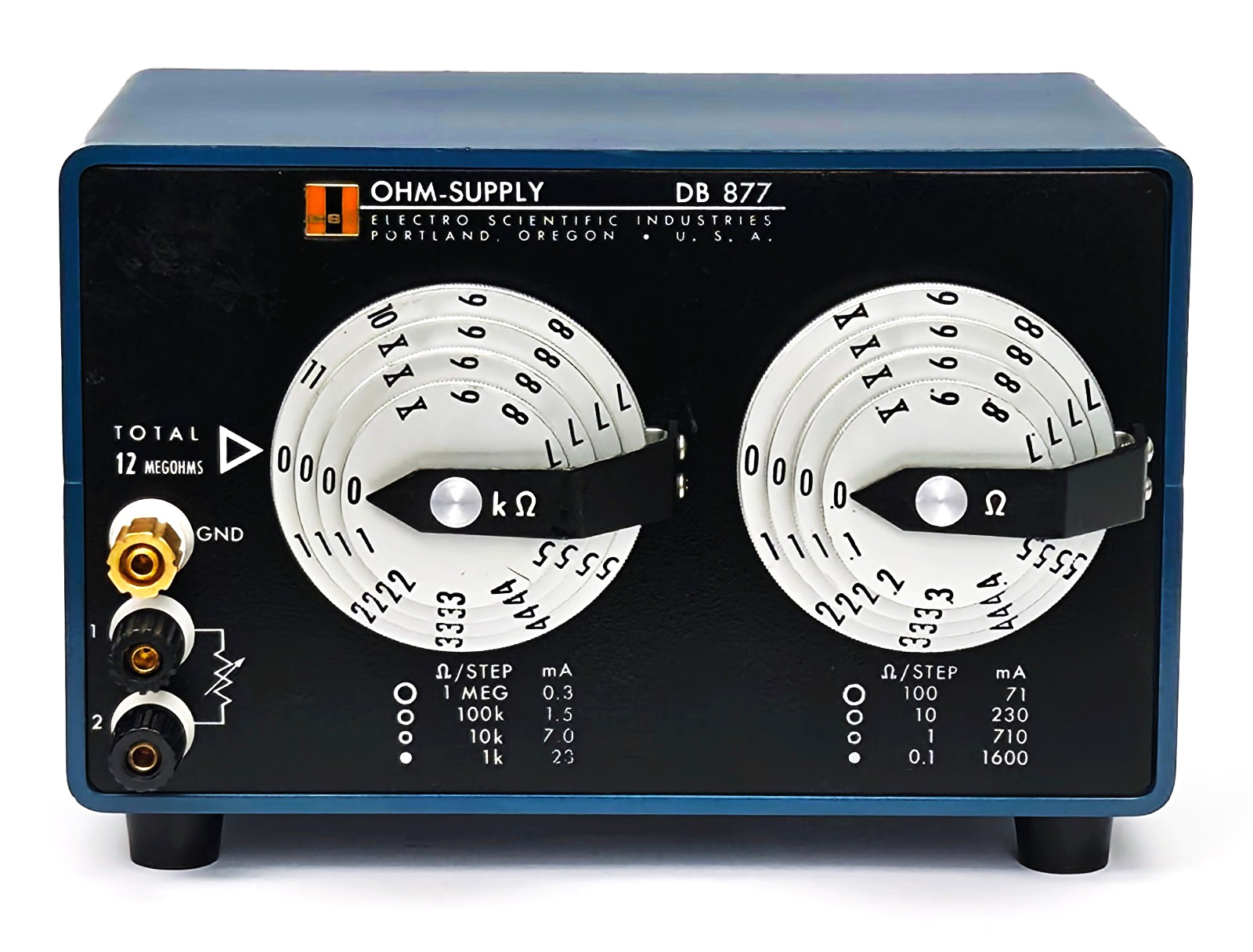 ESI (Electro Scientific Inds.) IET DB877 Decade Resistor 8-dial, 0.1Ω-12.111111Ω