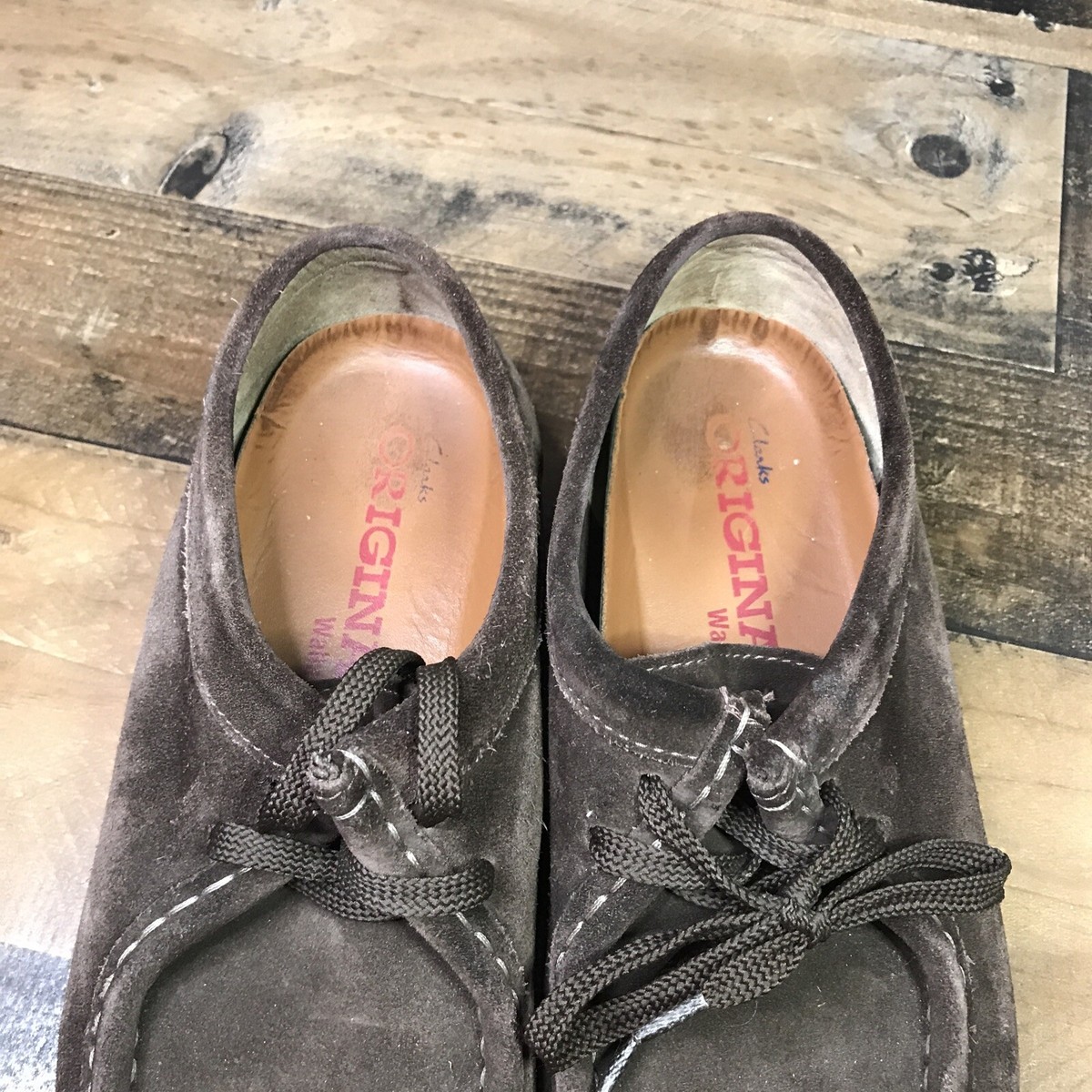 CLARKS ORIGINALS WALLABEE CHOCOLATE SUEDE LEATHER CLASSIC OXFORDS