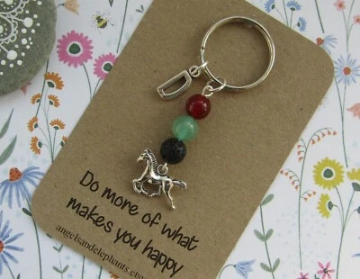 ANGELS & ELEPHANTS Horse Keyring, Diffuser Keyring Gemstone, Personalised Thank You Gift, Christmas