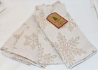 Well Dressed Home Holiday Napkins Set of 4 Beige Jacquard Snowflakes on Natural 