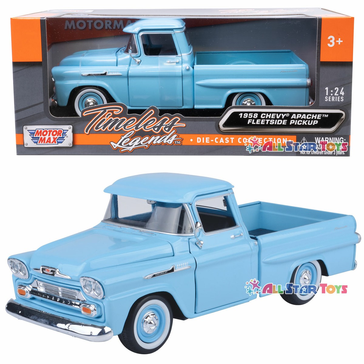No197 ミニカー1/24 CHEVROLET APACHE PICKUP Amazon.com: 1958 Chevy Apache Fleetside Pickup Truck, Light
