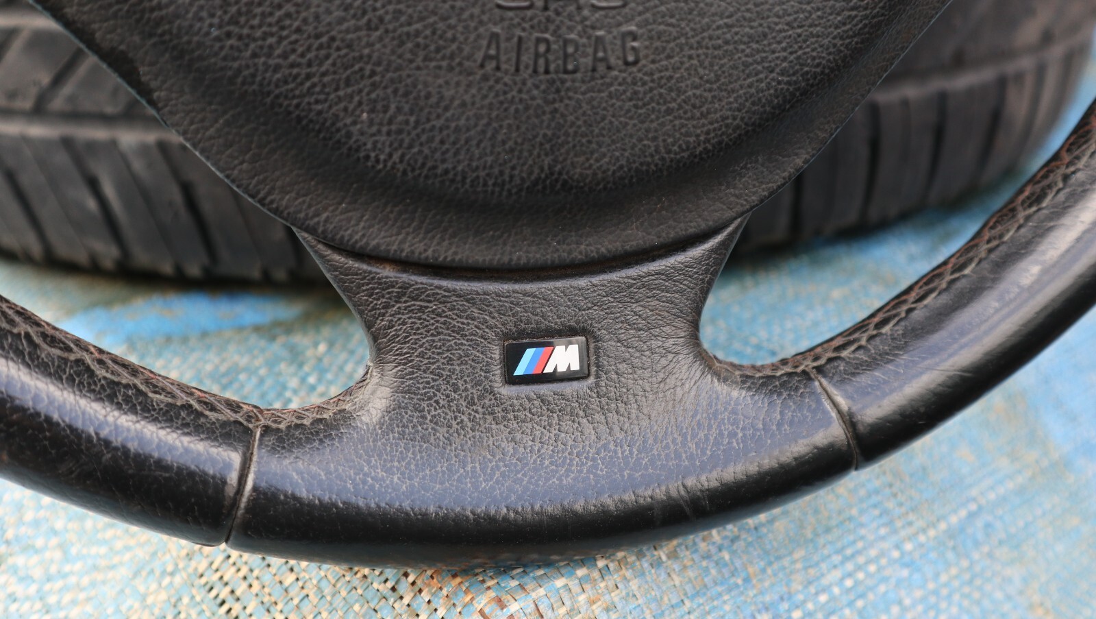 OEM BMW E36 M Sport M3 Z3 Tri Stitch Steering Wheel Leather w/ Airbag