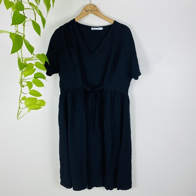 PQ Collection Size 12 14 S/M Dress Women s Black Rayon A Line Tie Waist