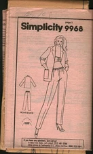 9968 Simplicity SEWING Pattern Misses 1970s Jacket Pants UNCUT Casual OOP Career