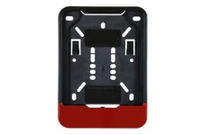 1x Kennzeichenhalter 135x110 Mit Dunkel Rot Leiste 👍Mofa Roller E-Bike S-Pedele