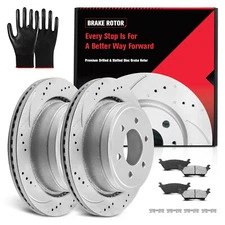 348mm REAR Drilled Rotors Ceramic Brake Pads For 2012-2018 Ford F-150 6-Lugs