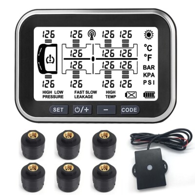 6 Sensors TPMS Tire Pressure Monitoring System for RV/Motor home/Caravan/Buses