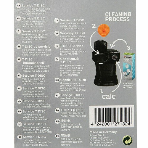 GENUINE BOSCH TASSIMO TAS70XX, TAS75XX,TAS60XX ORANGE SERVICE CLEANING T-DISC - Picture 5 of 5