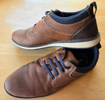 Sonoma Youth Boy's 4 M Johhn Cognac-Brown No-Tie Memory Foam Shoes Worn Once