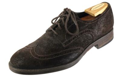 JOHN VARVATOS Brown Suede Leather Wingtip Brogue Oxford 