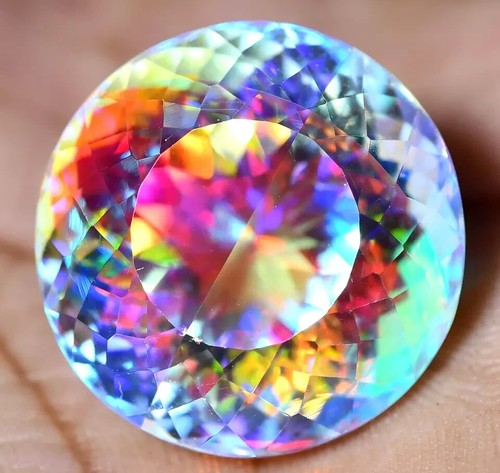 AAA 133.2 Ct +Natural Mystic Topaz Rainbow Color Round Certified Loose Gemstone - Picture 3 of 6