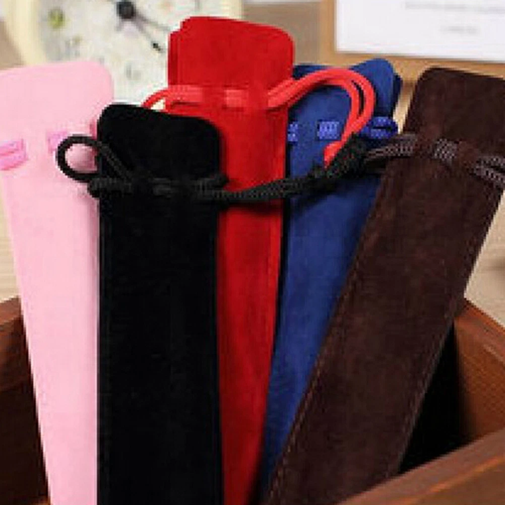 5/25/50Pcs Velvet Pen Pouch Sleeve Holder Single Pen Bag Case Pencil Bag  Squa_w*