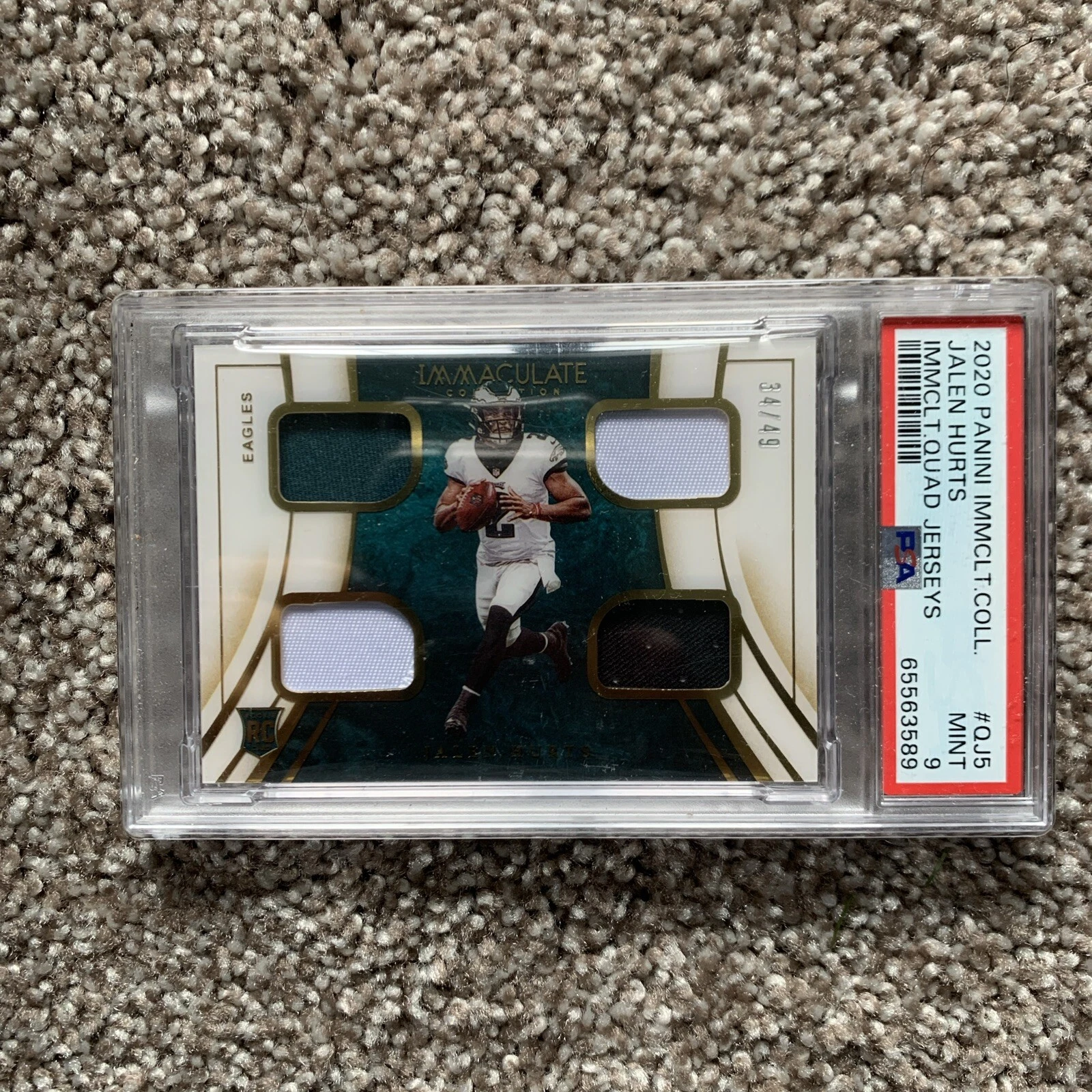 Jalen Hurts Panini Immaculate Collection Immaculate Quad Jerseys #QJ5 Base