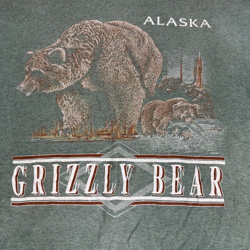 Vintage Signal Sports Shirt Mens L Green Made in USA Alaska Grizzly Bear Y2K 90s - Picture 6 of 9