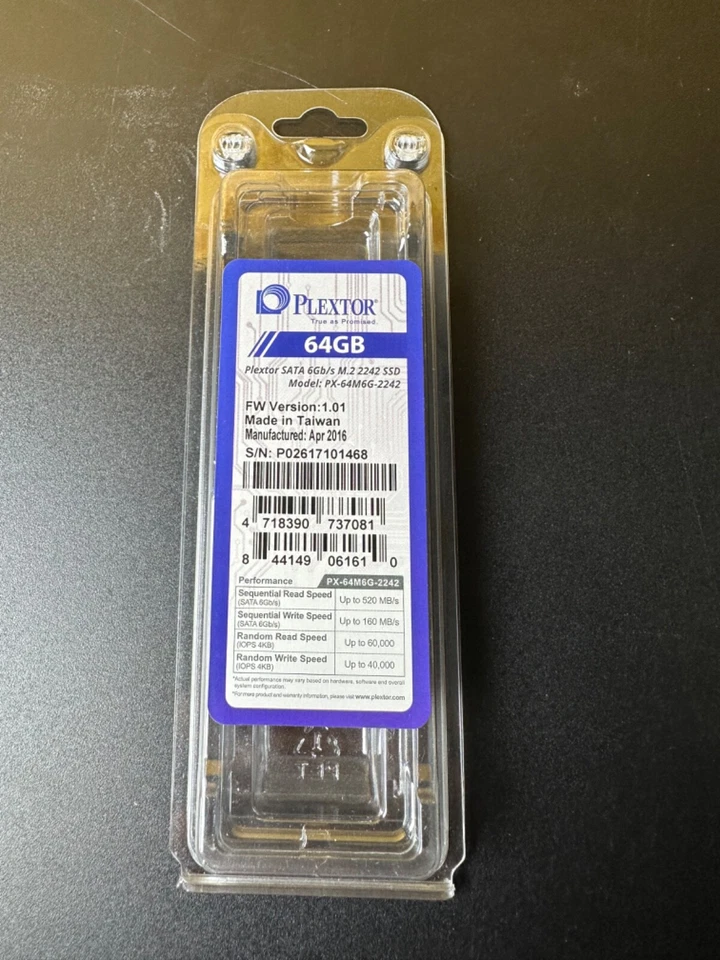 Plextor PX-64M6G-2242 M6G 64Gb SATA III M.2 Internal Solid State Drive SSD - Image 2 of 2