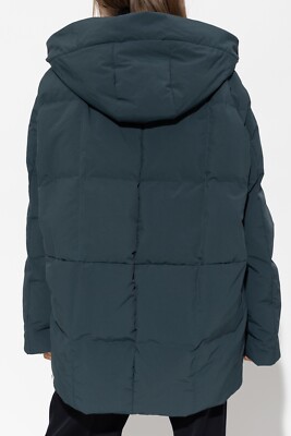 JIL SANDER Quilted Down Jacket Puffer Coat in Dark Green Size 36