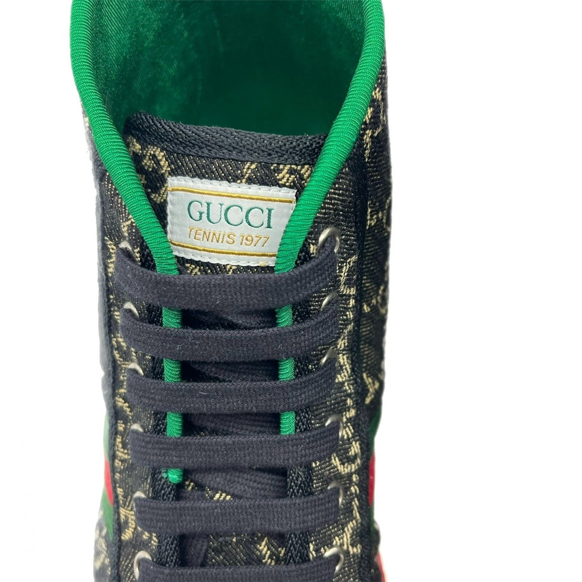 NIB Gucci GG Jacquard Black Denim High-Top Tennis 1977 Men's