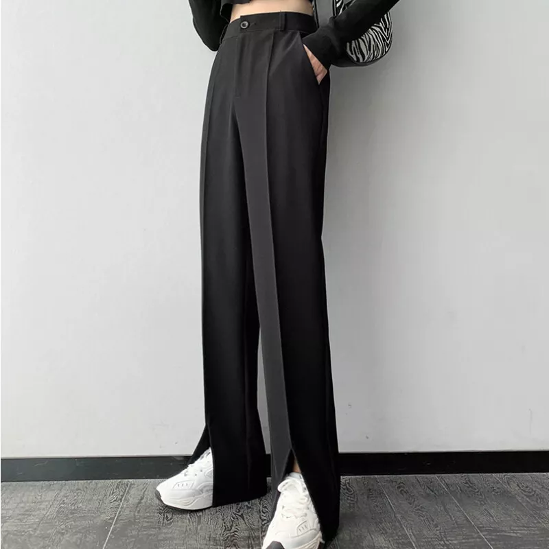 Office Lady Long Suit Pants Straight Leg Trousers Formal Slacks