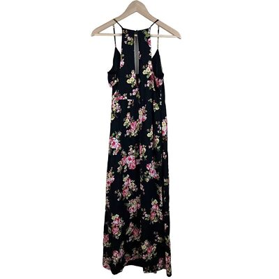 Forever 21 Black Floral Maxi Dress Rayon Size Medium Woman's | eBay