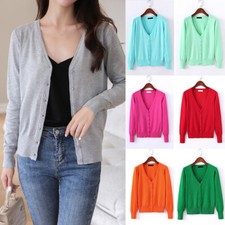 Womens Cardigan Long Sleeve Ladies Knitted Top Cardigans Outwear Classic M-4XL