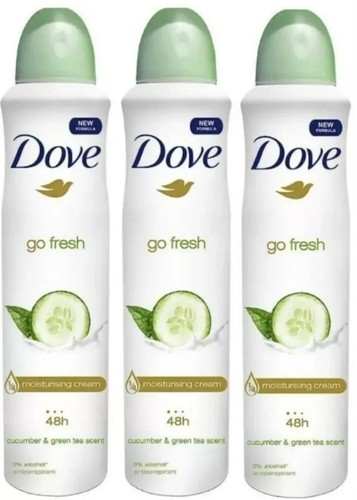 3 X 250ml Dove Anti-Perspirant Deodorant Spray Cucumber & Green Tea Scent - Picture 3 of 3