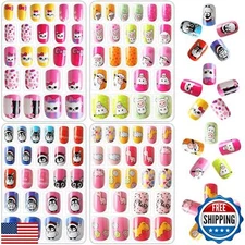 JANYUN 96 Pcs Kids False Nails - Full Cover Short False Nails Lovely Gift for
