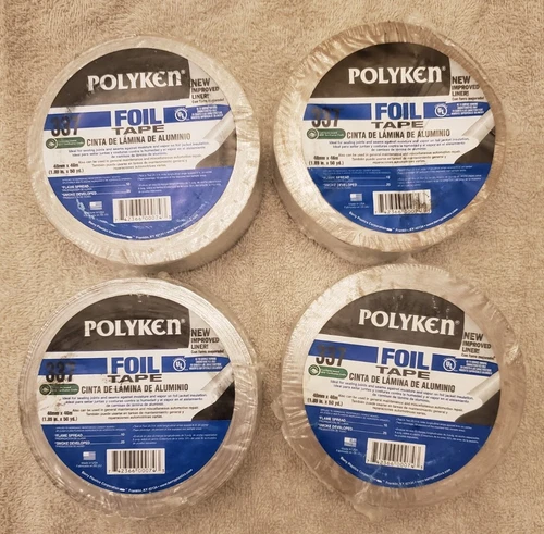 Lot of 4 Rolls Polyken 337 Foil Tape Aluminum 1.89" x 50 Yd 48mm x 46m