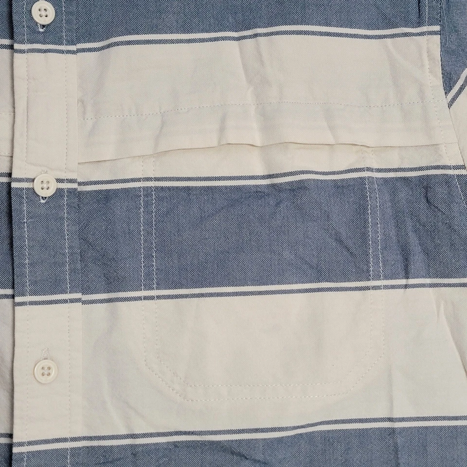 Tavik + Striped Button Up Shirt Sz M Modern Beach Culture Blue White Long Sleeve - Image 2 of 4