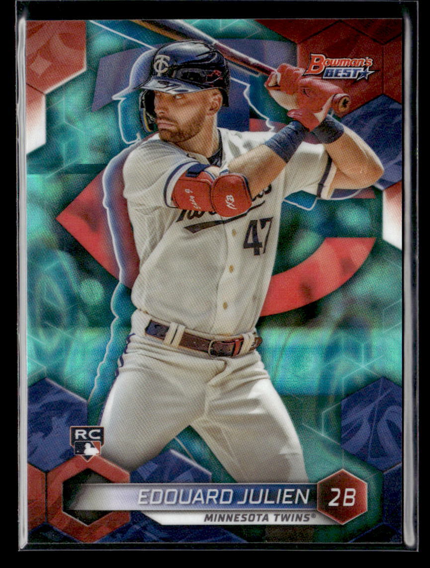 Edouard Julien #'d /199 RC - 2023 Bowman's Best Aqua Lava Refractor Rookie SP