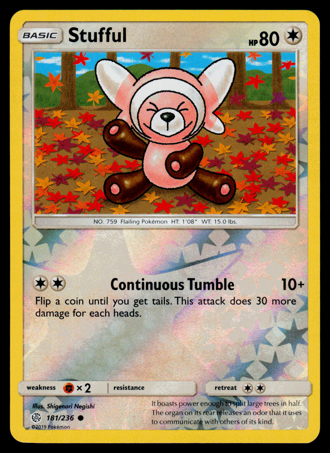 Pokemon Card - SM - Cosmic Eclipse Stufful 181/236 Reverse Holo - NM