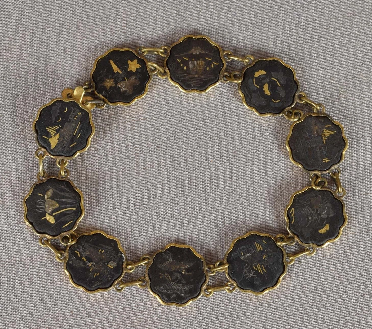 Vintage Japanese Damascene KOMAI BRACELET 10 scenes eBay