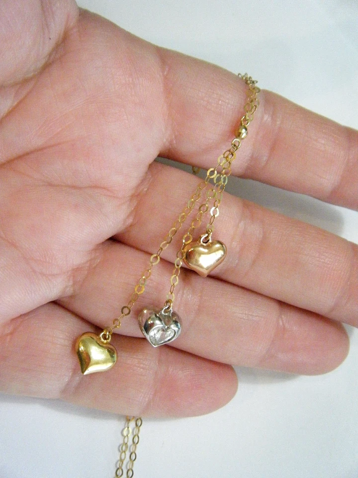 17" Older RL 10K Yellow White & Rose Gold Pendant Y-Drop Chain Necklace - Image 2 of 4