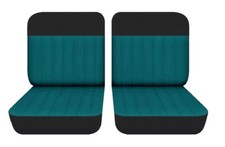 Fits 1965 Amc Rambler American Front Bucket Seat Covers Black Teal Cotton
