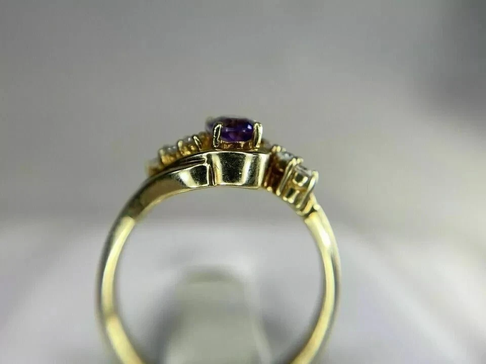 3 Ct Oval Cut Simulated Purple Amethyst Bypass Band Ring 14k Yellow Gold Plated - Image 2 of 4