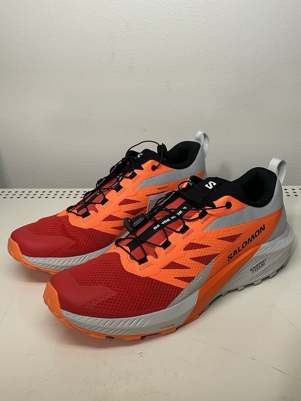 New Size 13 Salomon Sense Ride 5 Men’s Trail Running Shoes Red/Orange 470462