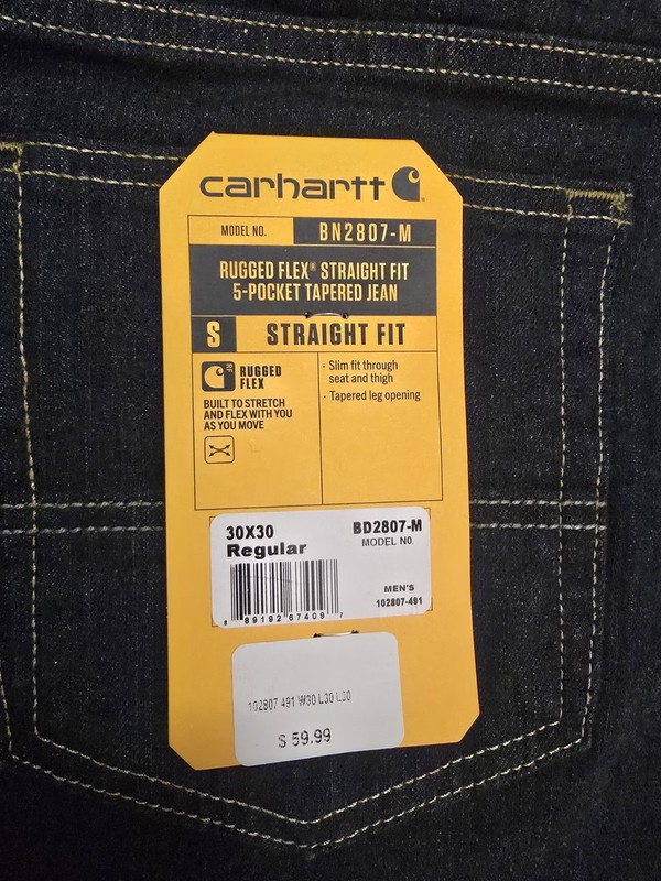 Carhartt Rugged Flex Straight Fit Dark Blue Denim Jeans Mens 30x30 New