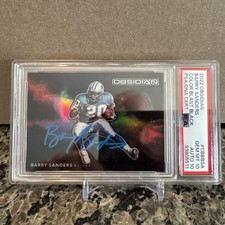 Barry Sanders 2022 Obsidian Black Color Blast SSP PSA Dual Auto Graded 10/10