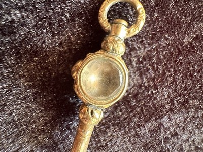 Victorian Edwardian Rolled Gold Swivel Fob Seal Watch Key Clear Quartz